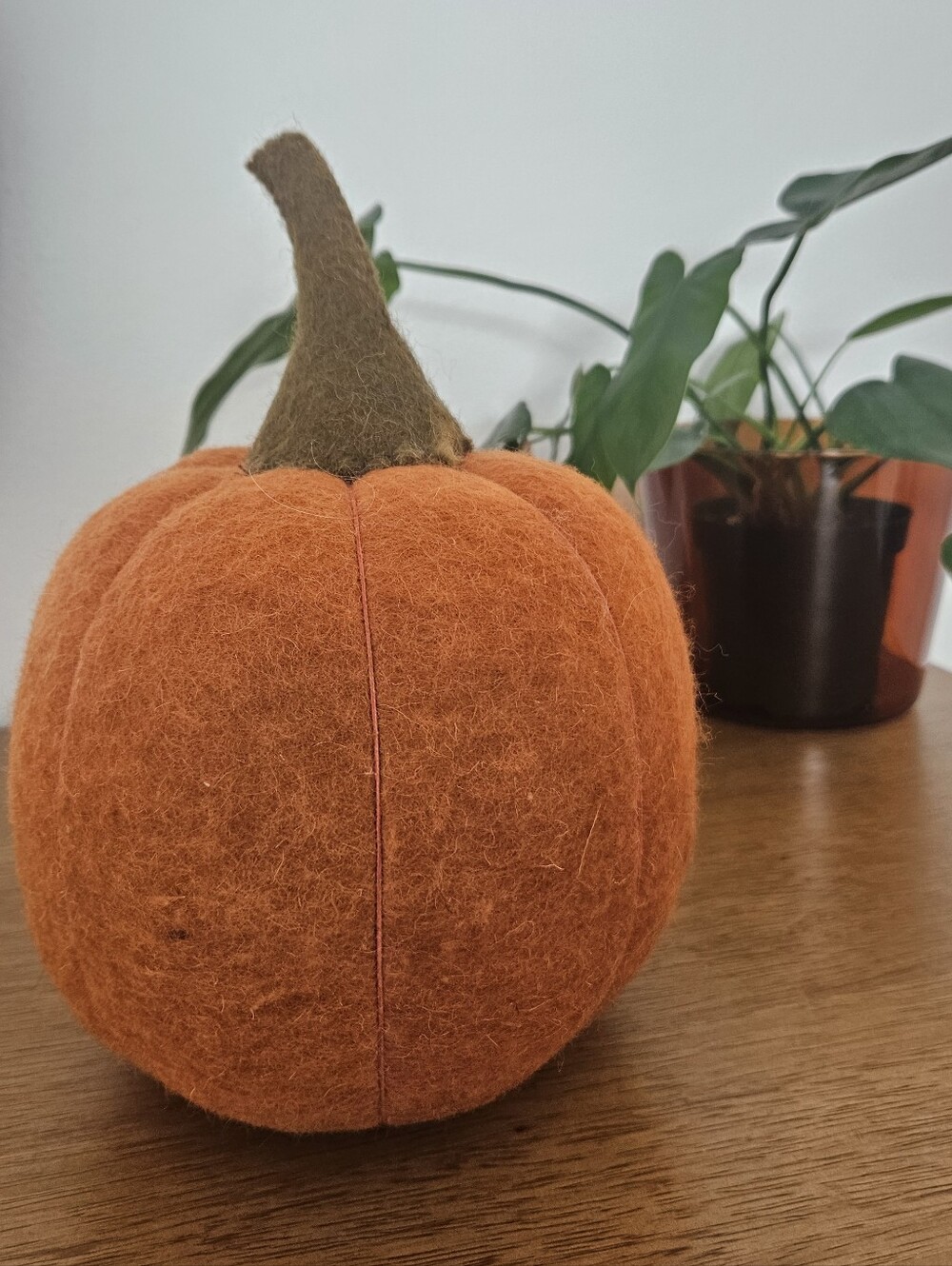 felt jack-o-lantern pumpkin plush throw pillow boho indie halloween decor - Picture 2 of 6